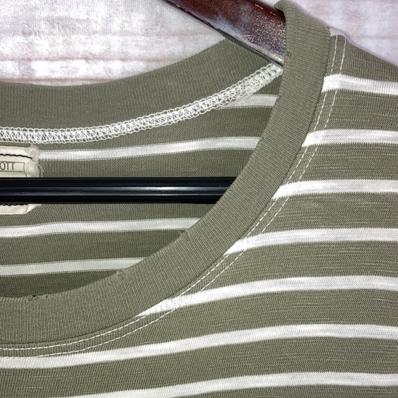 Current/Elliott The 3/4 Sleeve Tee Dress in Army Green Stripe - Size 3 - Picture 6 of 11